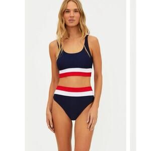 NWOT Beach Riot Bikini Mackenzie Top/Heidi Bottom in Americana Colorblock SZ L